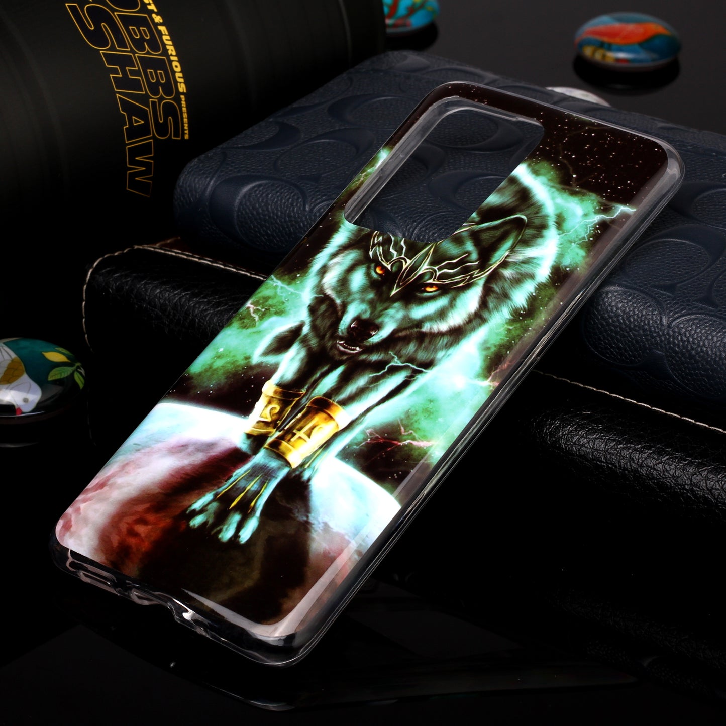 Noctilucent IMD TPU Phone Back Case for Samsung Galaxy S20 Ultra - Fierce Wolf