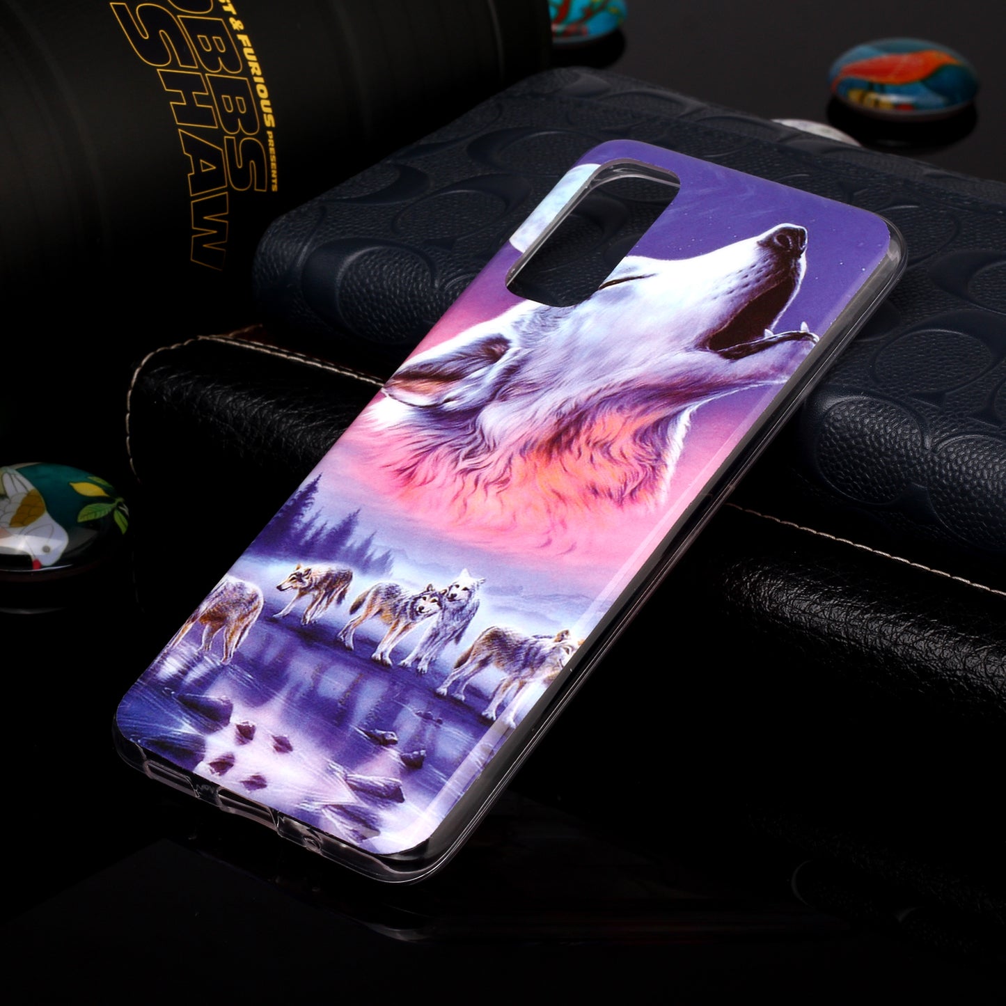 Noctilucent TPU Pattern Printing IMD Cover Shell for Samsung Galaxy S20 4G/S20 5G - Howling Wolf