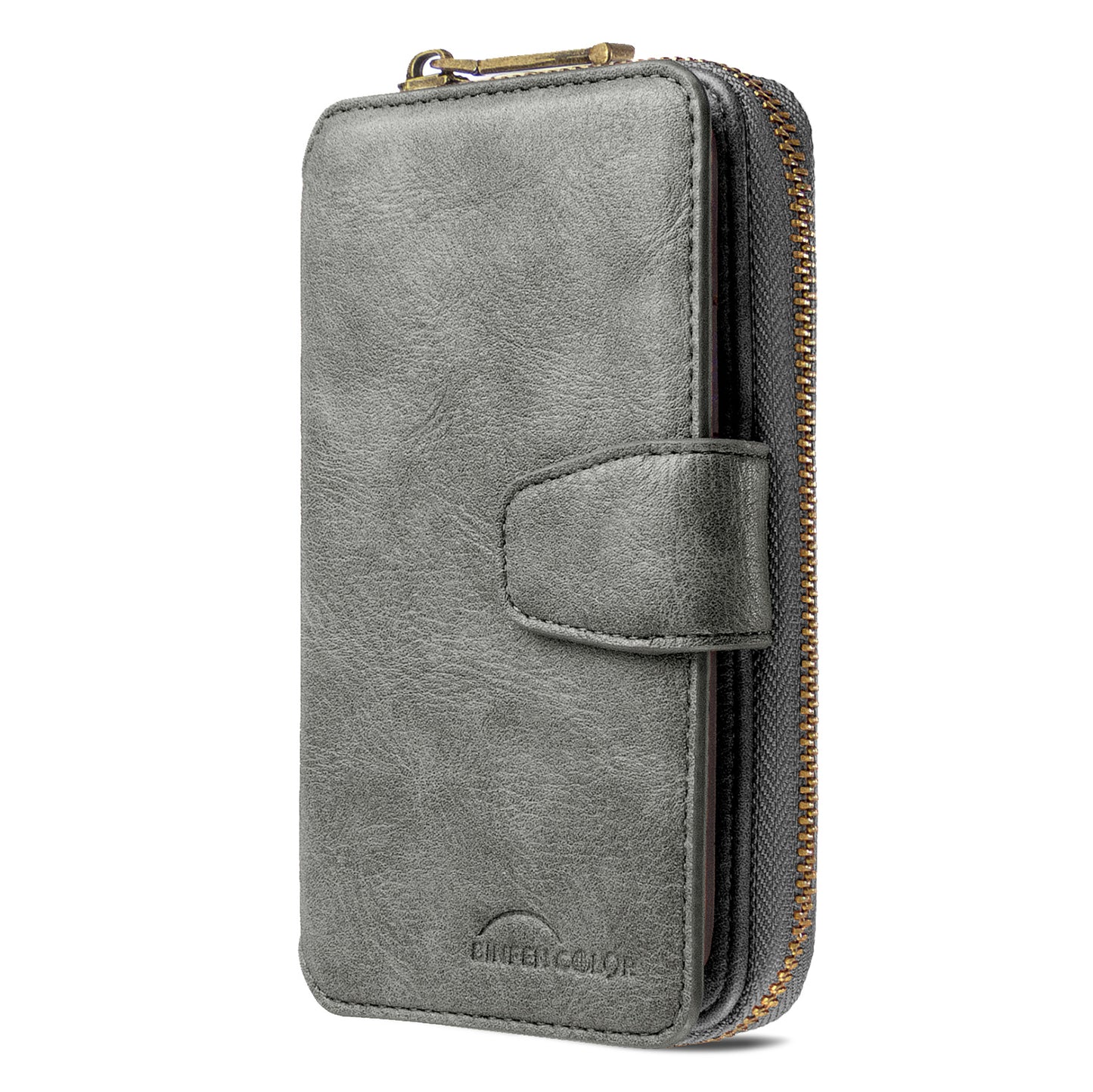 BF001 Detachable 2-in-1 Leather Cover Zipper Wallet Phone Case for Samsung Galaxy S20 4G/S20 5G - Grey