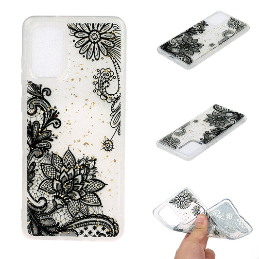Glitter Sequins Stylish TPU Phone Shell for Samsung Galaxy S20 Ultra - Black Lace