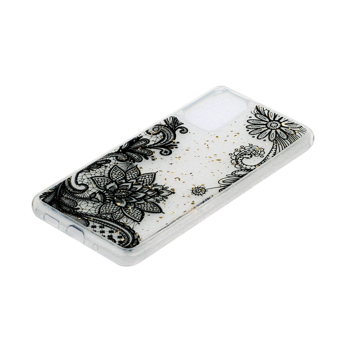 Glitter Sequins Stylish TPU Phone Shell for Samsung Galaxy S20 Ultra - Black Lace