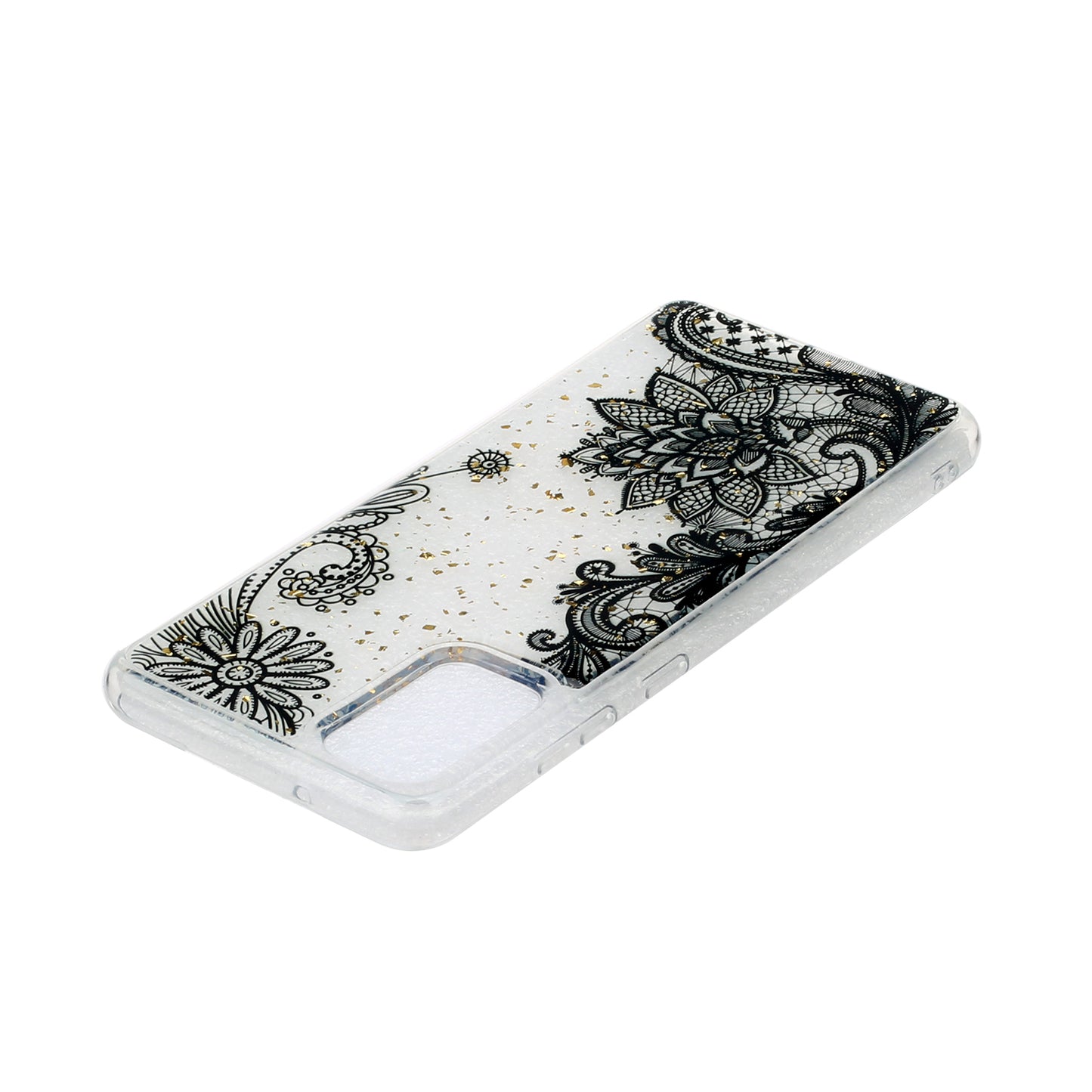 Glitter Sequins Stylish TPU Phone Shell for Samsung Galaxy S20 Ultra - Black Lace