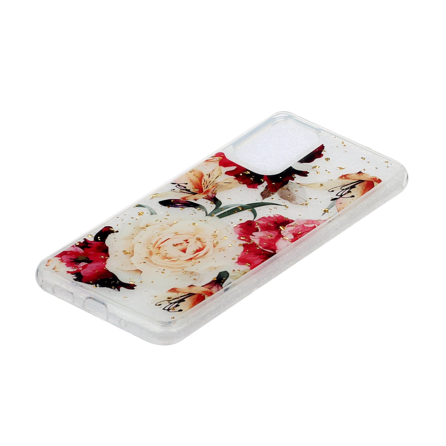 Glitter Sequins Stylish TPU Phone Shell for Samsung Galaxy S20 Ultra - Pretty Flowers