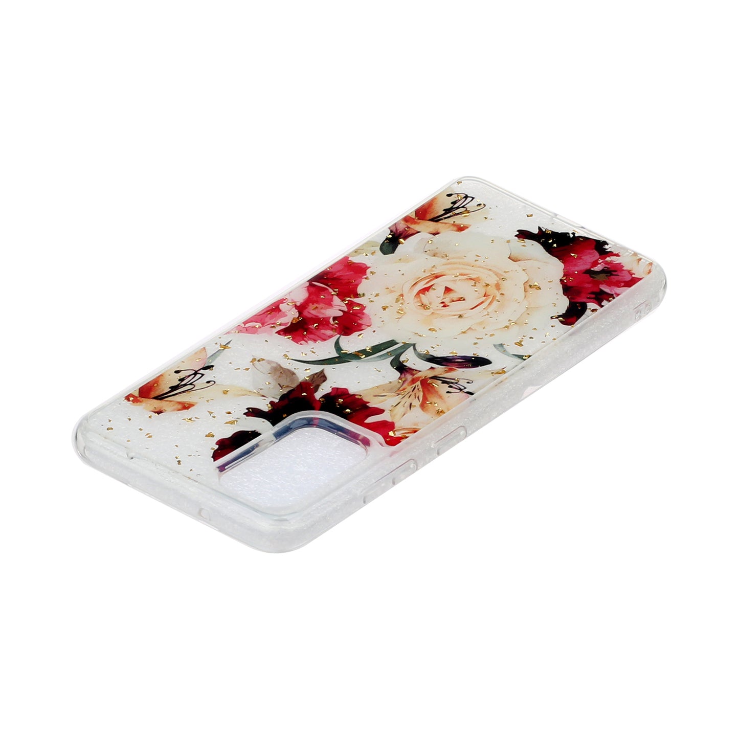 Glitter Sequins Stylish TPU Phone Shell for Samsung Galaxy S20 Ultra - Pretty Flowers