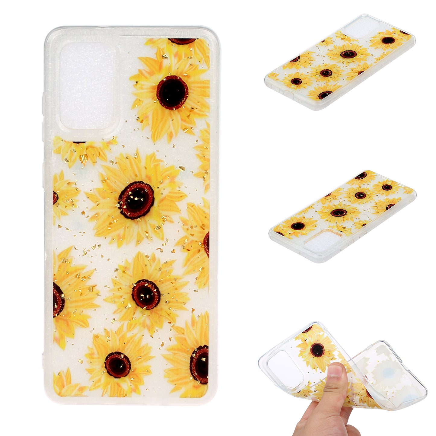 Glitter Sequins Stylish TPU Phone Shell for Samsung Galaxy S20 Ultra - Sunflowers