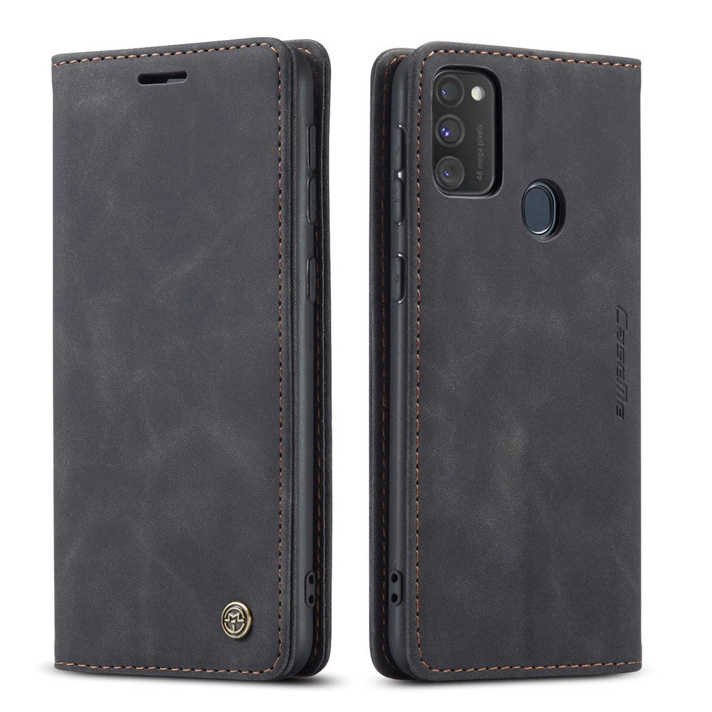 CASEME 013 Series Auto-absorbed Leather with Wallet Shell for Samsung Galaxy M30s/M21  - Black