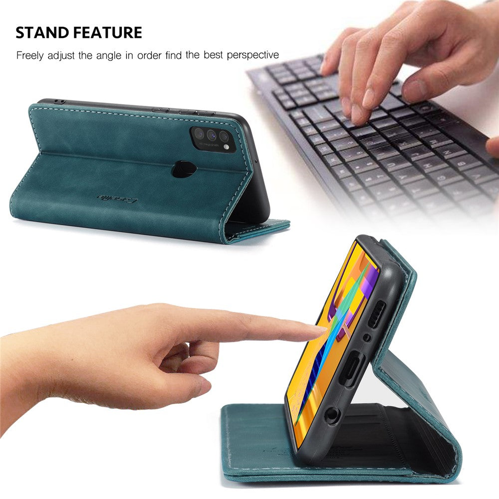CASEME 013 Series Auto-absorbed Leather with Wallet Shell for Samsung Galaxy M30s/M21  - Blue