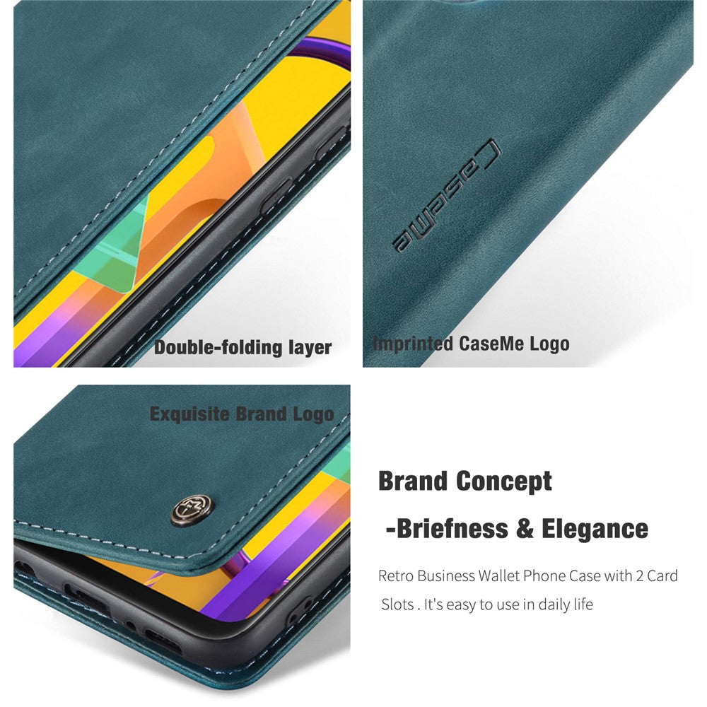 CASEME 013 Series Auto-absorbed Leather with Wallet Shell for Samsung Galaxy M30s/M21  - Blue