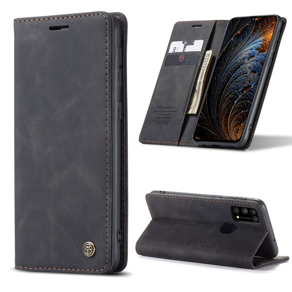 CASEME 013 Series Auto-absorbed Leather Shell for Samsung Galaxy M31 - Black