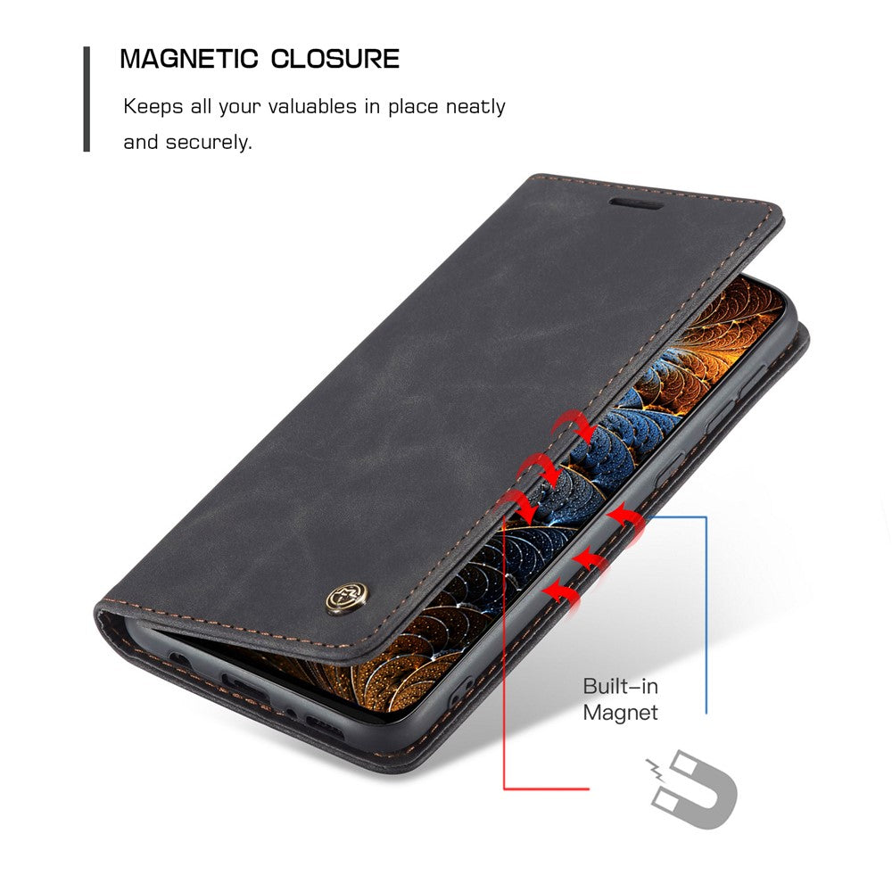 CASEME 013 Series Auto-absorbed Leather Shell for Samsung Galaxy M31 - Black