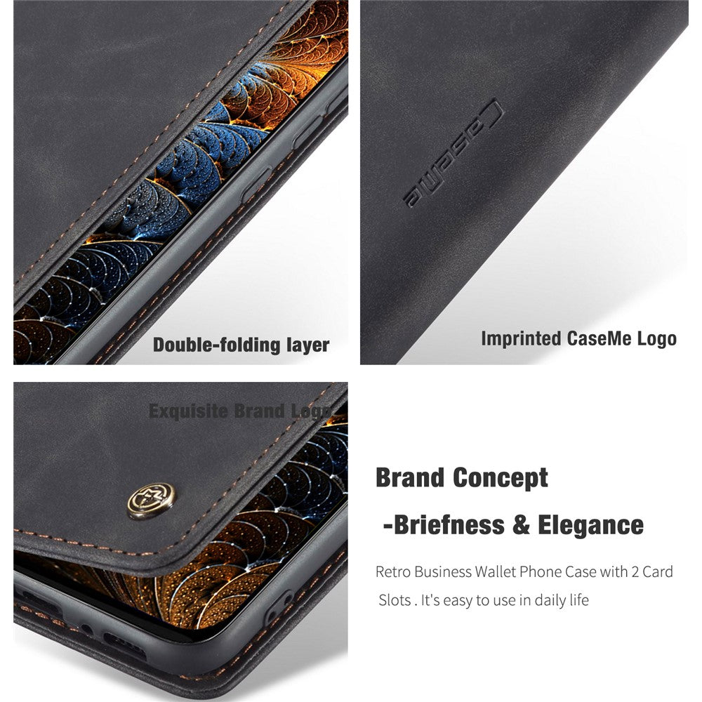 CASEME 013 Series Auto-absorbed Leather Shell for Samsung Galaxy M31 - Black
