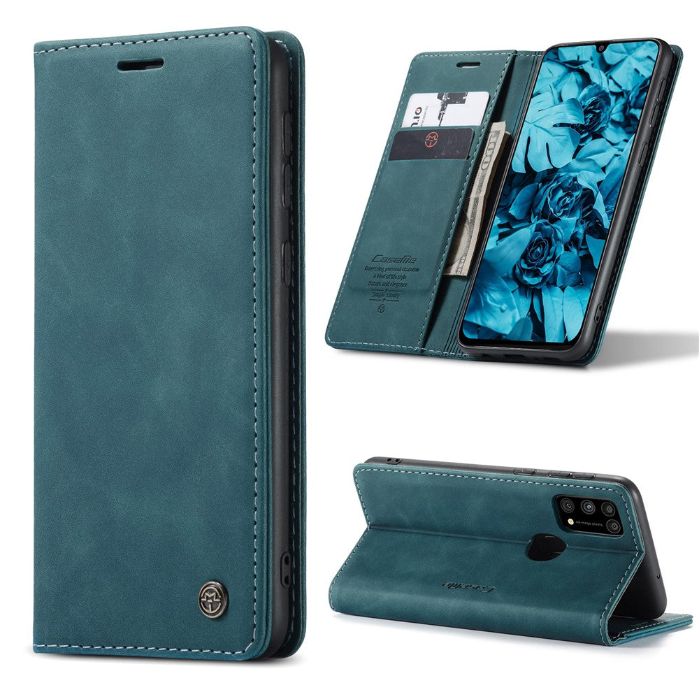 CASEME 013 Series Auto-absorbed Leather Shell for Samsung Galaxy M31 - Green