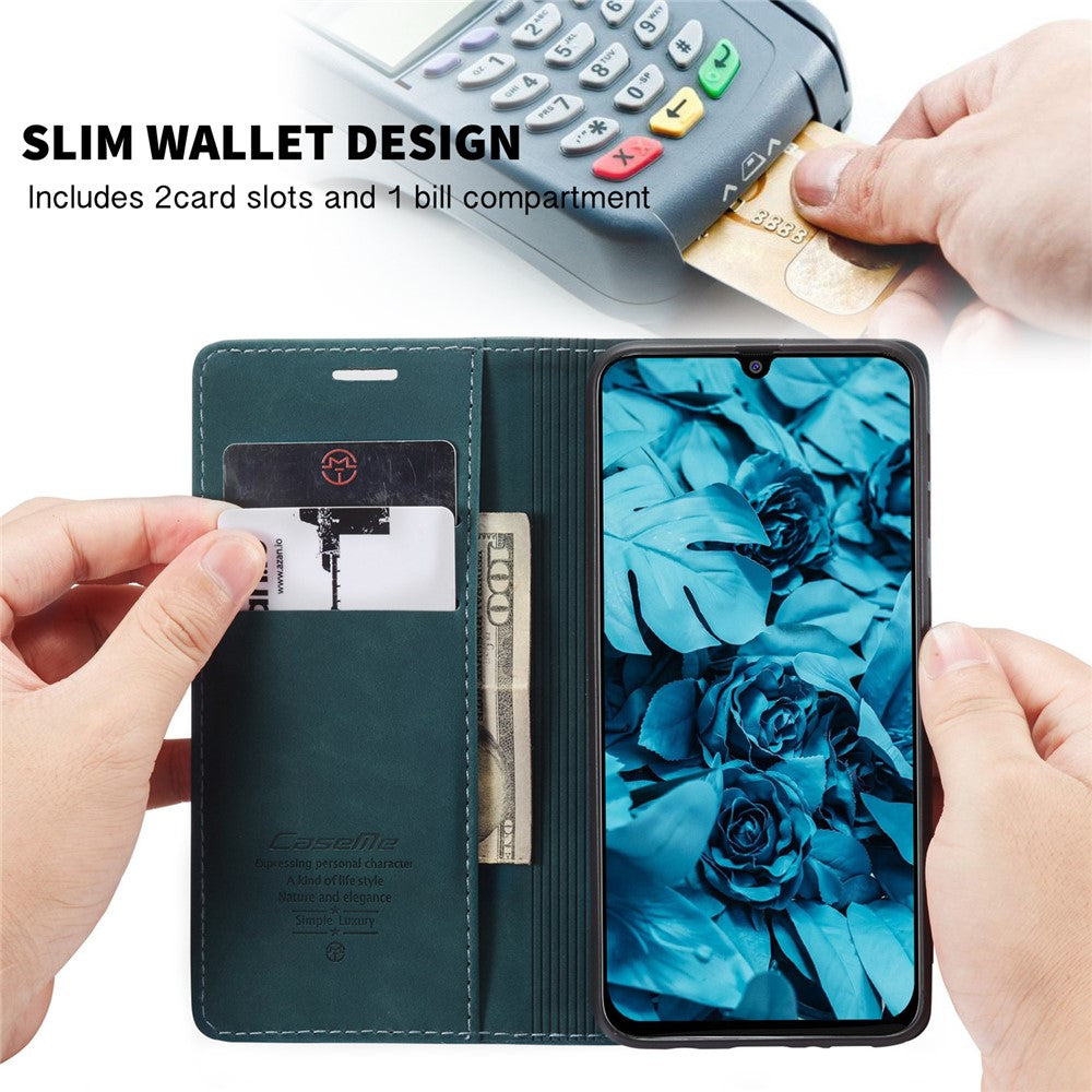 CASEME 013 Series Auto-absorbed Leather Shell for Samsung Galaxy M31 - Green