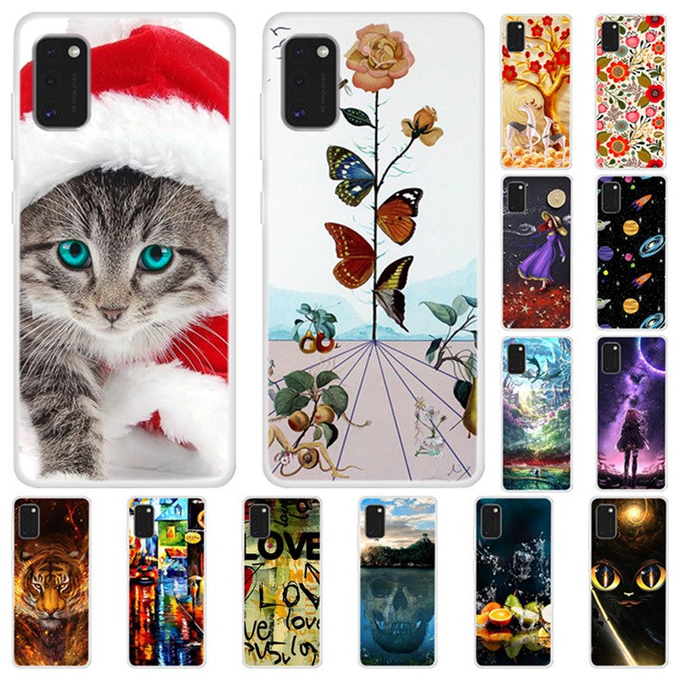 Pattern Printing Soft TPU Phone Case Cover for Samsung Galaxy A41 (Global Version) - Skull Lake