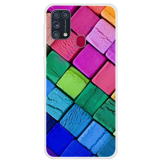 Pattern Printing Soft TPU Phone Case Cover for Samsung Galaxy M31 - Colorful Blocks
