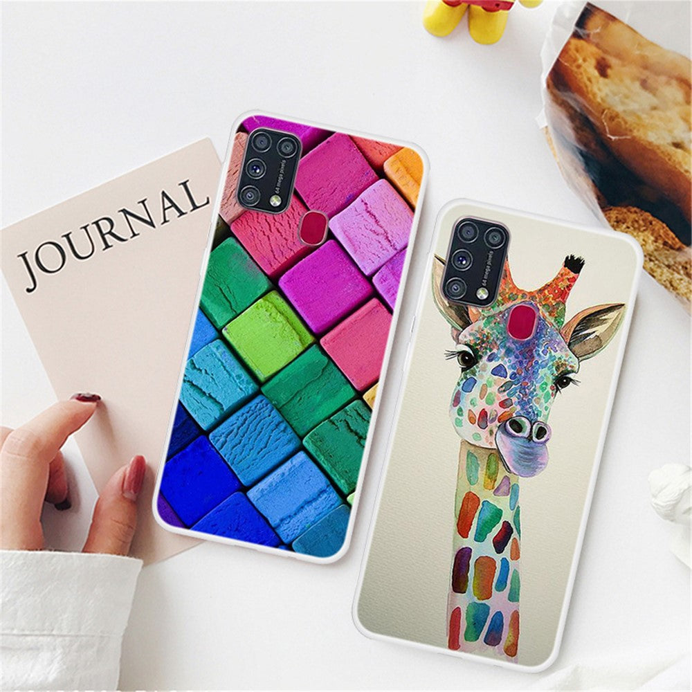 Pattern Printing Soft TPU Phone Case Cover for Samsung Galaxy M31 - Colorful Blocks