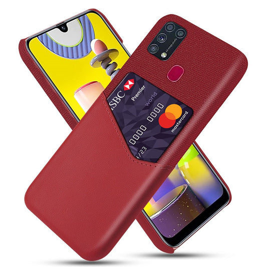 KSQ PU Leather Coated PC Back Case with Card Slot for Samsung Galaxy M31 - Red