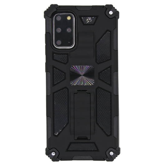 Kickstand Armor Dropproof PC TPU Combo Case with Magnetic Metal Sheet for Samsung Galaxy S20 Plus/S20 Plus 5G  - Black