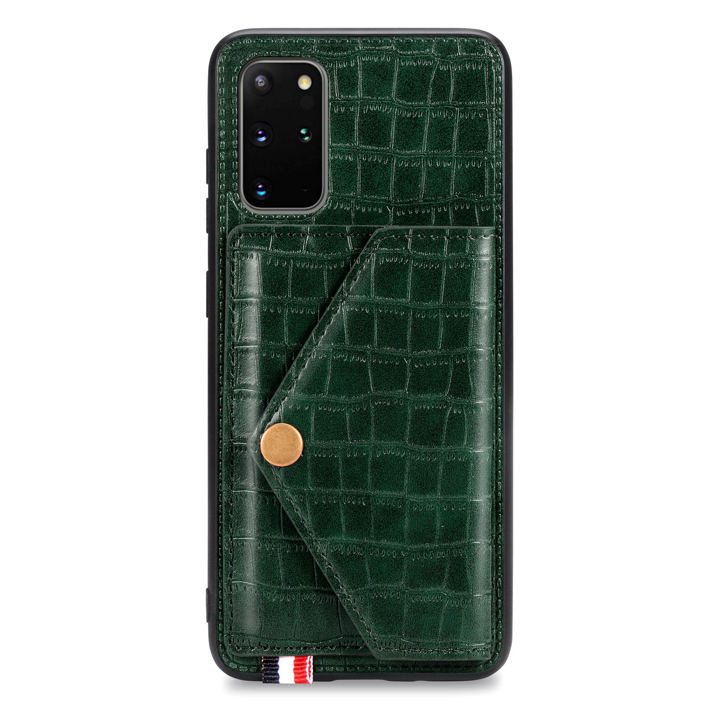 Crocodile Skin with Card Holder PU Leather Coated TPU Case for Samsung Galaxy S20 Plus - Green