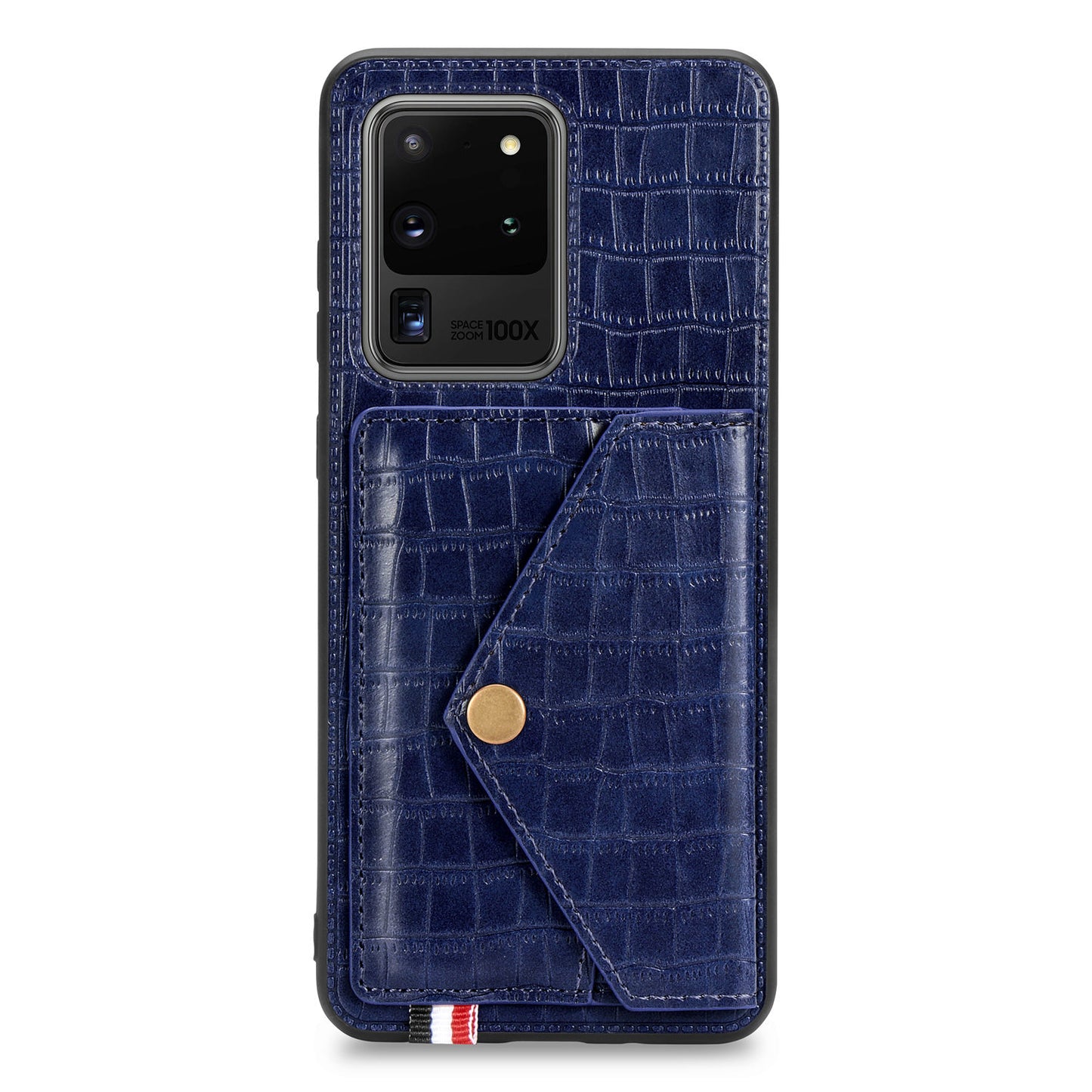Crocodile Texture Phone Case Cover Card Holder for Samsung Galaxy S20 Ultra - Blue
