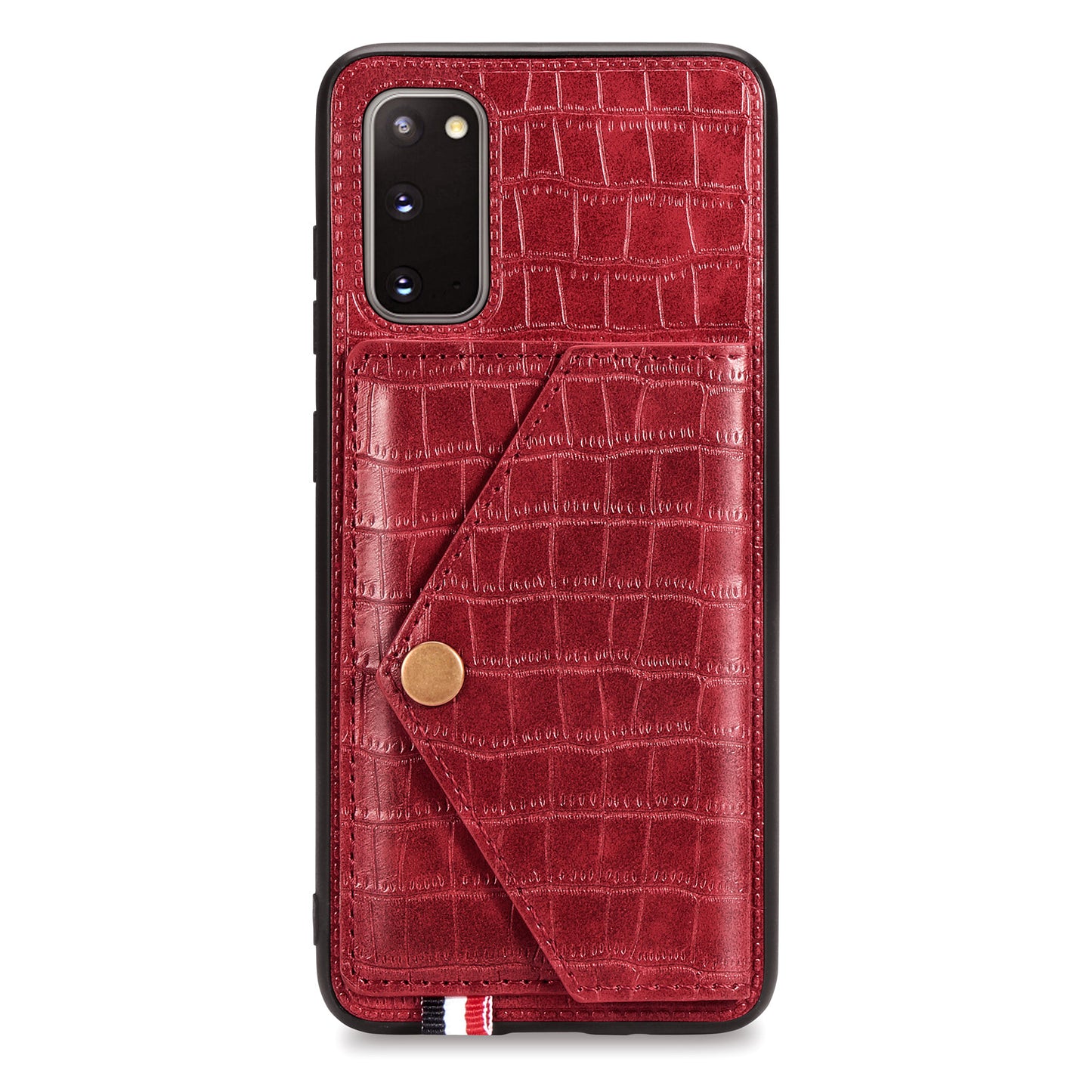 Crocodile Surface with Kickstand Cell Phone Case for Samsung Galaxy S20 4G/S20 5G - Red