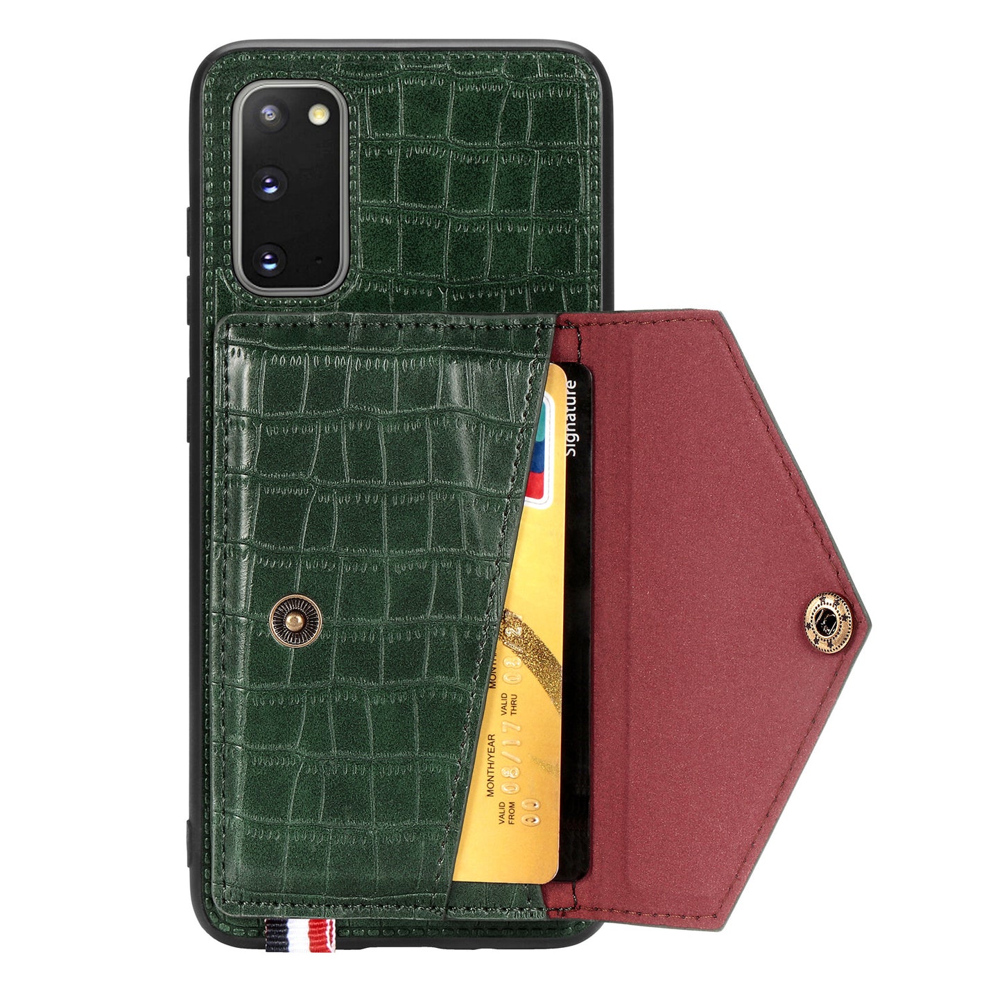 Crocodile Surface with Kickstand Cell Phone Case for Samsung Galaxy S20 4G/S20 5G - Green