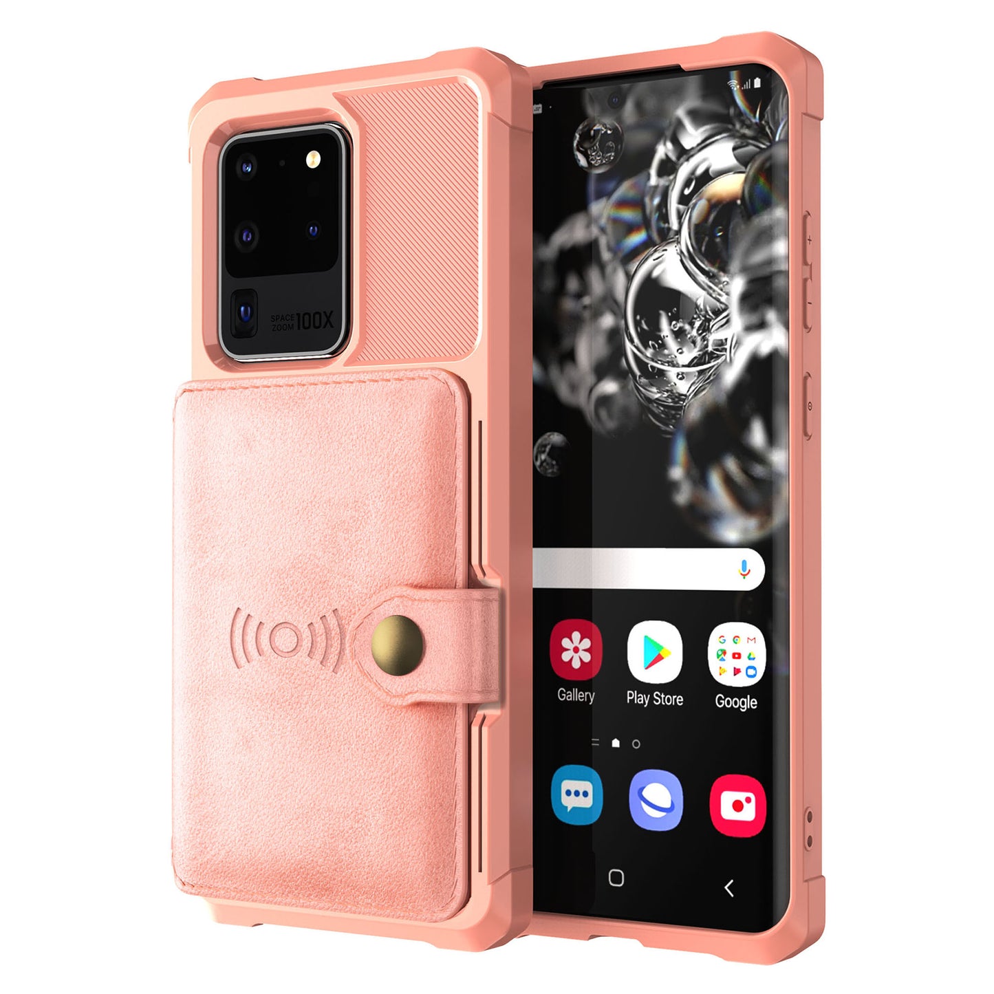 For Samsung Galaxy S20 Ultra PU Leather Coated TPU Wallet Phone Case - Rose Gold