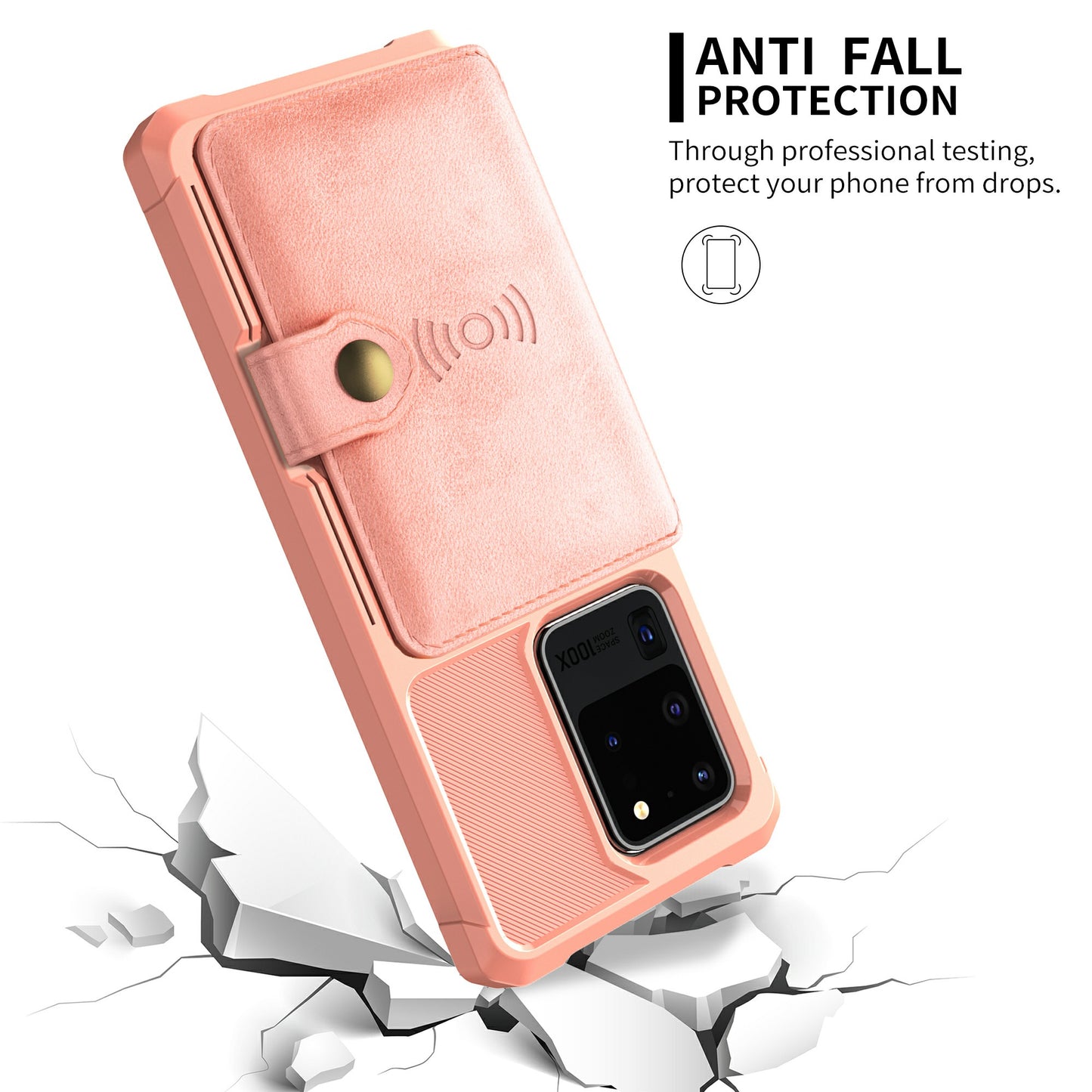 For Samsung Galaxy S20 Ultra PU Leather Coated TPU Wallet Phone Case - Rose Gold