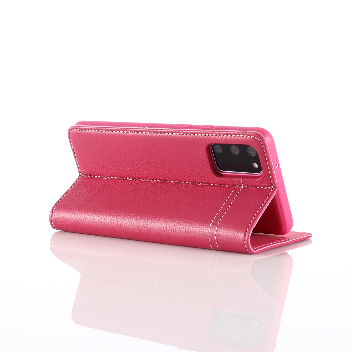 GEBEI Genuine Leather Unique Shell for Samsung Galaxy S20 4G/S20 5G - Rose