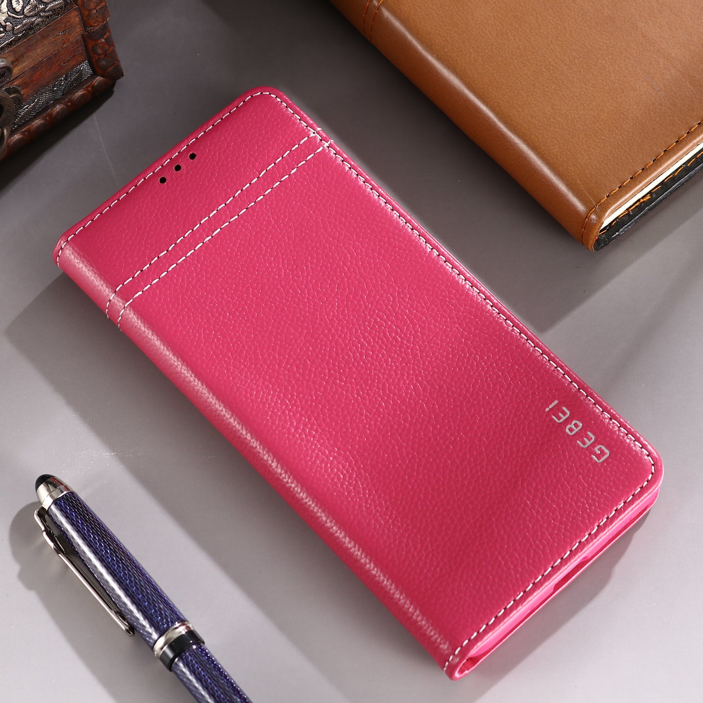 GEBEI Genuine Leather Unique Shell for Samsung Galaxy S20 4G/S20 5G - Rose