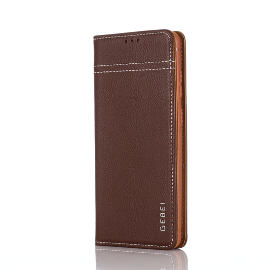 GEBEI Genuine Leather Cool Shell for Samsung Galaxy S20 Plus - Brown