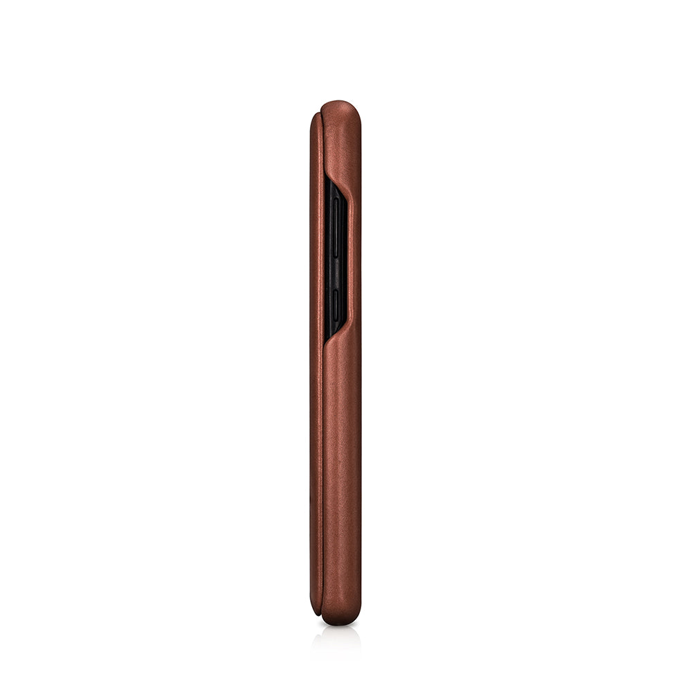 ICARER Curved Edge Retro Genuine Leather Shell for Samsung Galaxy S20 Ultra - Brown