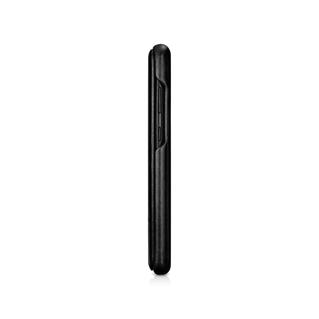 ICARER Curved Edge Genuine Leather Mobile Phone Shell for Samsung Galaxy S20 4G/S20 5G - Black