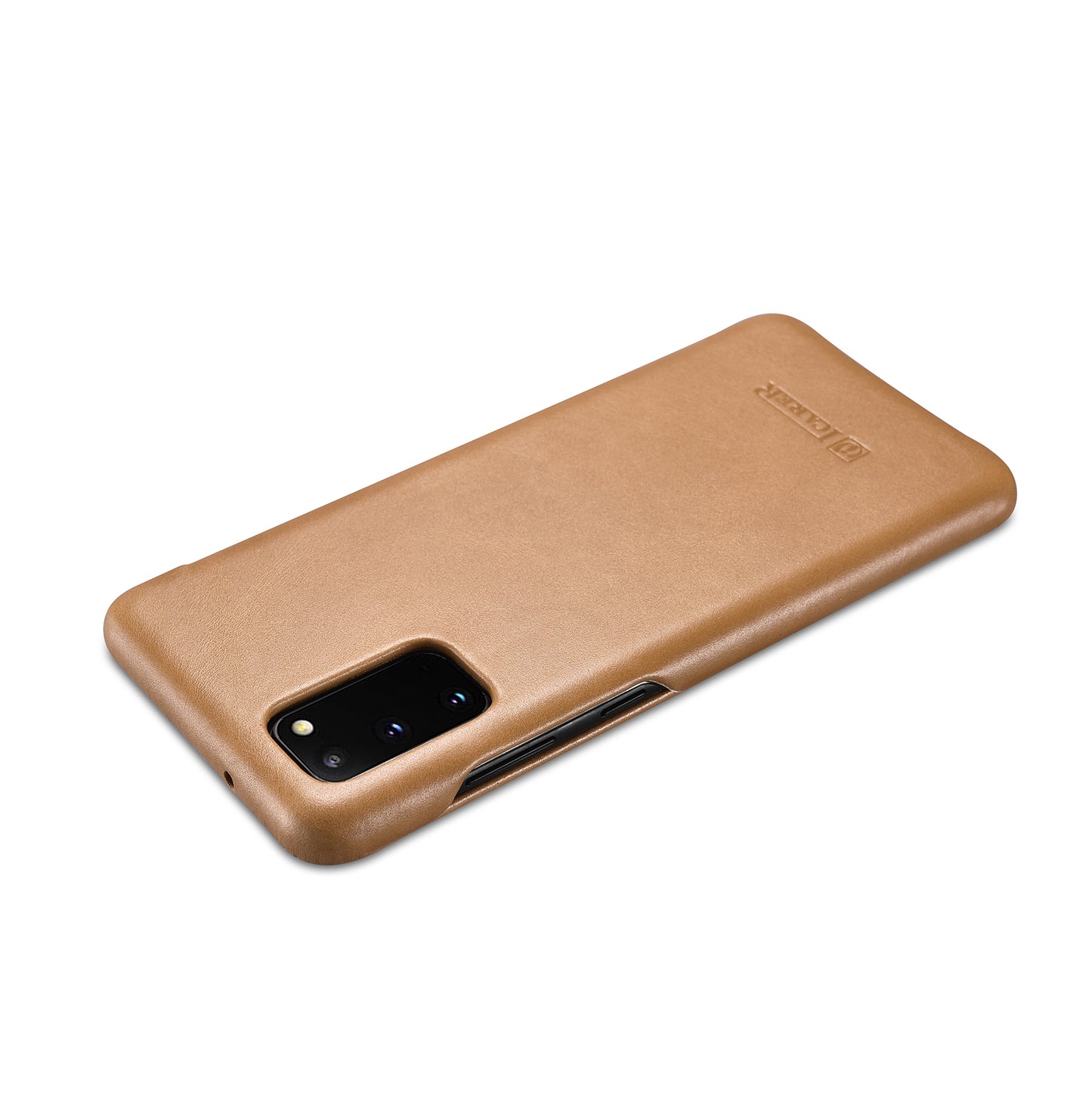 ICARER Curved Edge Genuine Leather Mobile Phone Shell for Samsung Galaxy S20 4G/S20 5G - Khaki