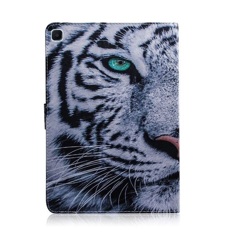 Pattern Printing Wallet Leather Tablet Cover for Samsung Galaxy Tab S6 Lite (2020) P610 P615 / (2022) / (2024) - Tiger Face