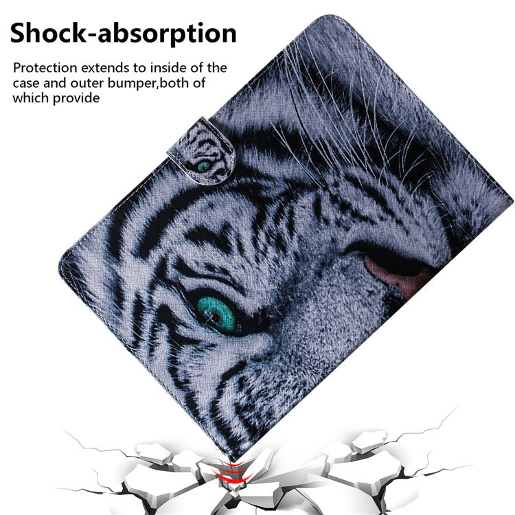 Pattern Printing Wallet Leather Tablet Cover for Samsung Galaxy Tab S6 Lite (2020) P610 P615 / (2022) / (2024) - Tiger Face