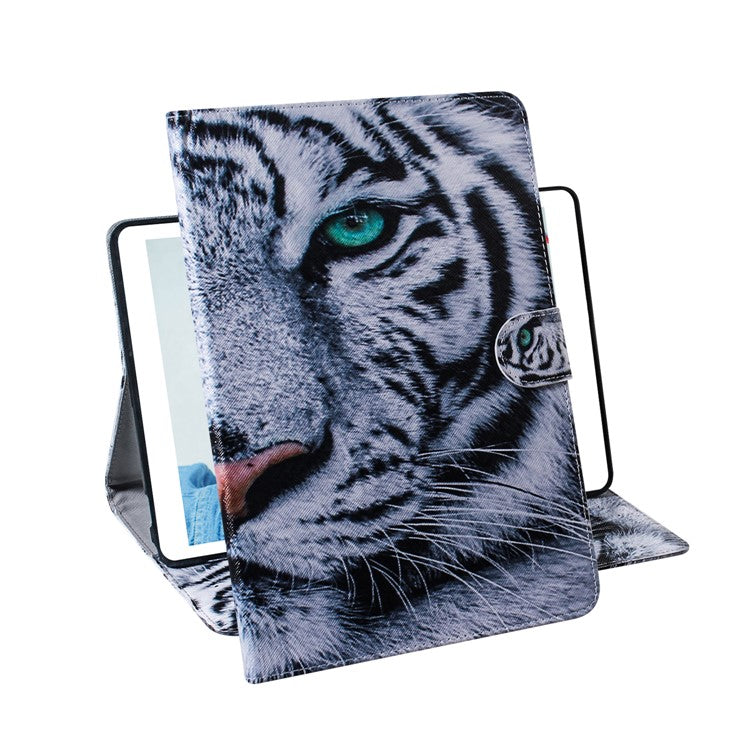 Pattern Printing Wallet Leather Tablet Cover for Samsung Galaxy Tab S6 Lite (2020) P610 P615 / (2022) / (2024) - Tiger Face