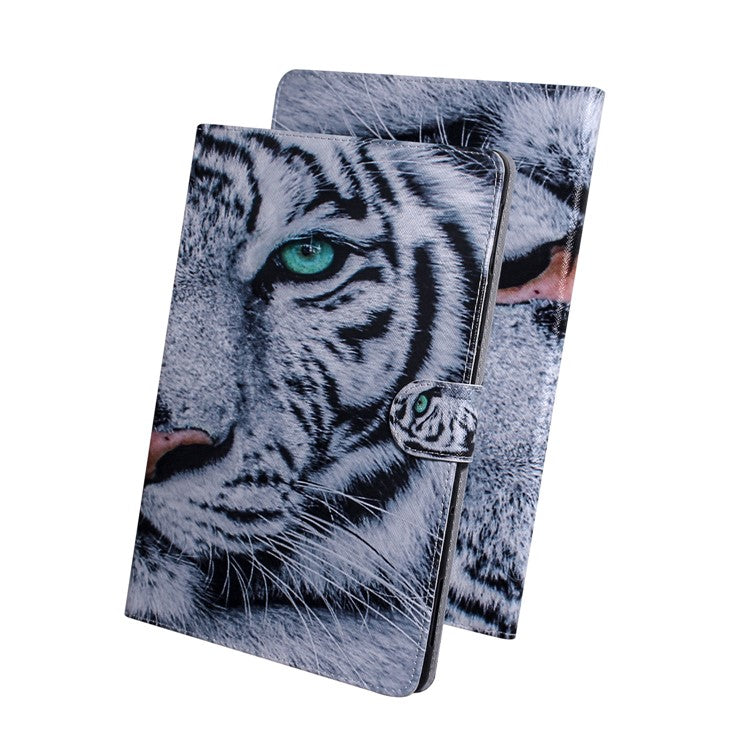 Pattern Printing Wallet Leather Tablet Cover for Samsung Galaxy Tab S6 Lite (2020) P610 P615 / (2022) / (2024) - Tiger Face