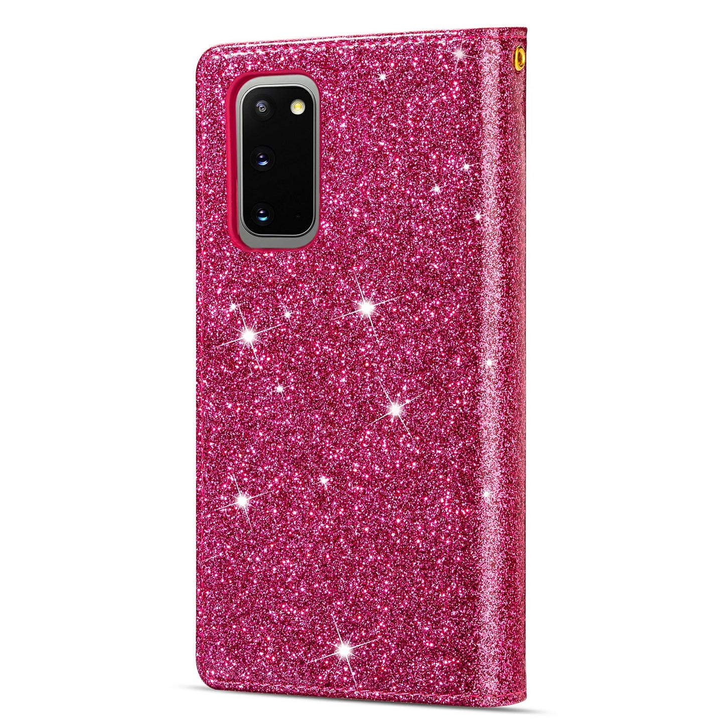 Glittery Starry Style Laser Carving Zipper Wallet Stand Leather Case for Samsung Galaxy S20 Plus / S20 Plus 5G - Rose