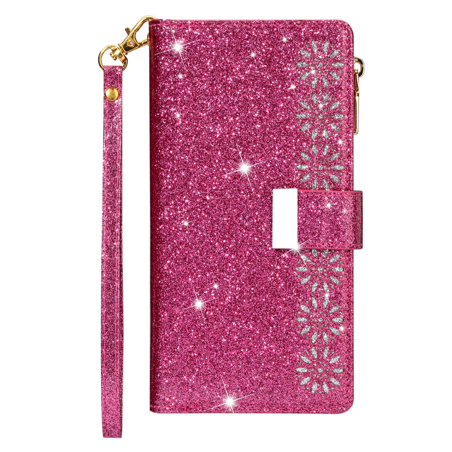 Glittery Starry Style Laser Carving Zipper Wallet Stand Leather Case for Samsung Galaxy S20 Plus / S20 Plus 5G - Rose