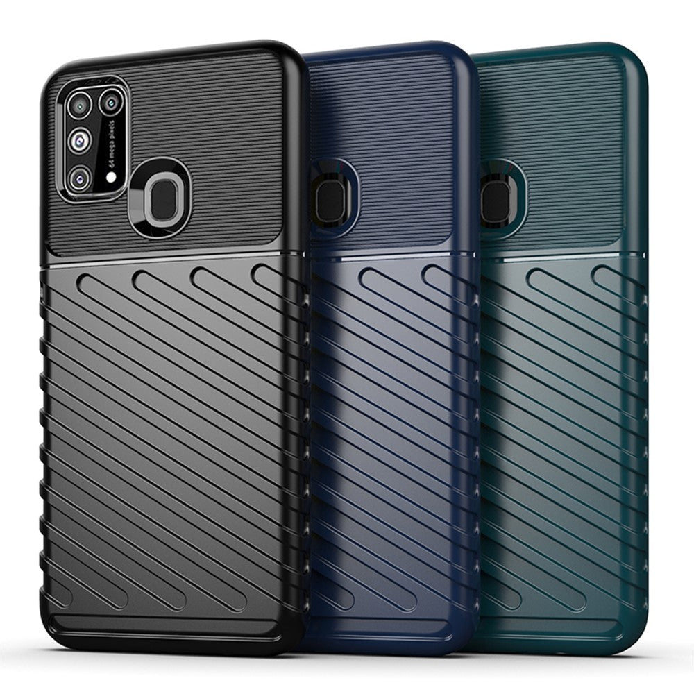 Thunder Series Twill Texture Soft TPU Phone Cover for Samsung Galaxy M31 / F41 / M31 Prime / M21s - Black