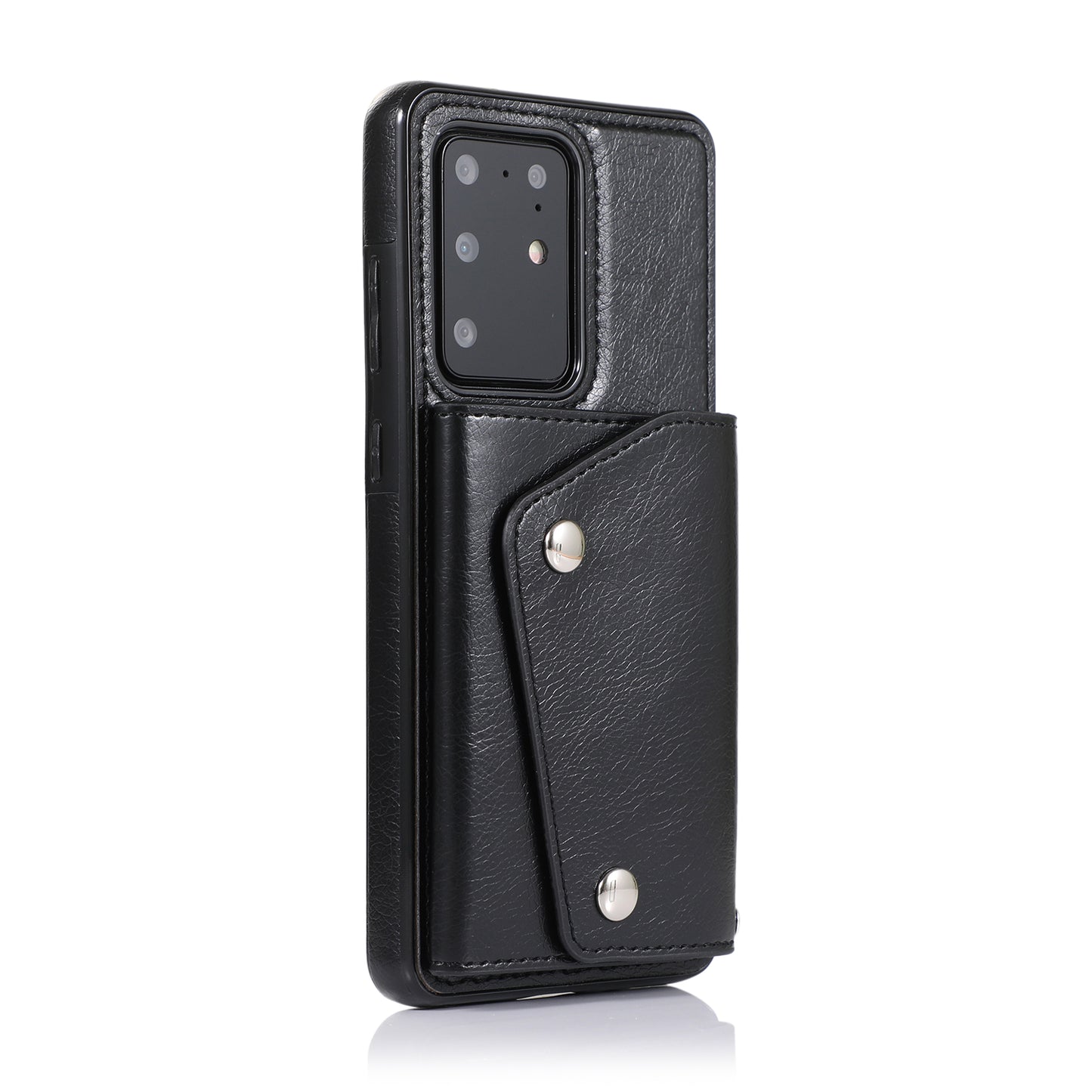 For Samsung Galaxy S20 Ultra Wallet Cover PU Leather Coated TPU Cover [Multi Card Slots] [Strap] - Black