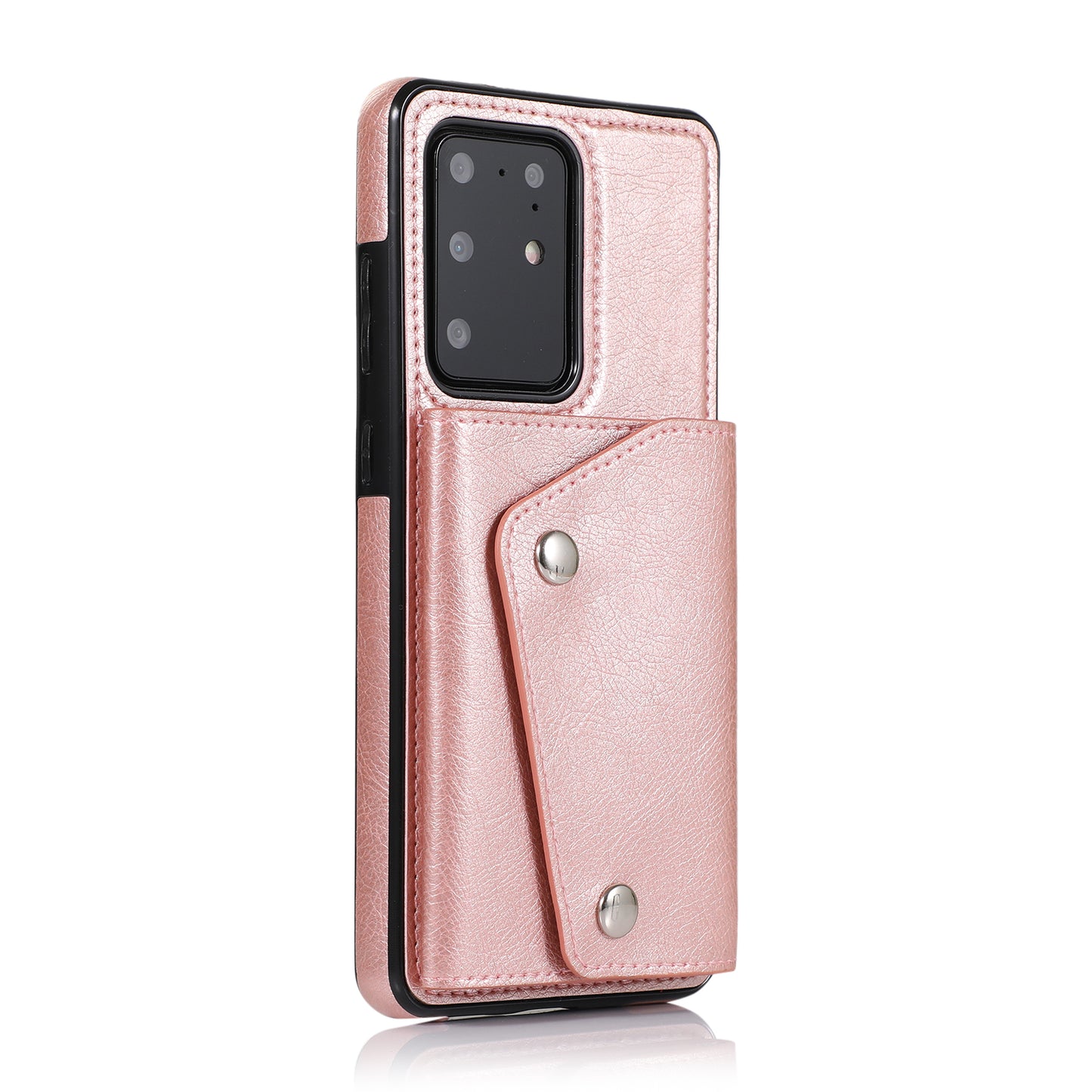 For Samsung Galaxy S20 Ultra Wallet Cover PU Leather Coated TPU Cover [Multi Card Slots] [Strap] - Rose Gold