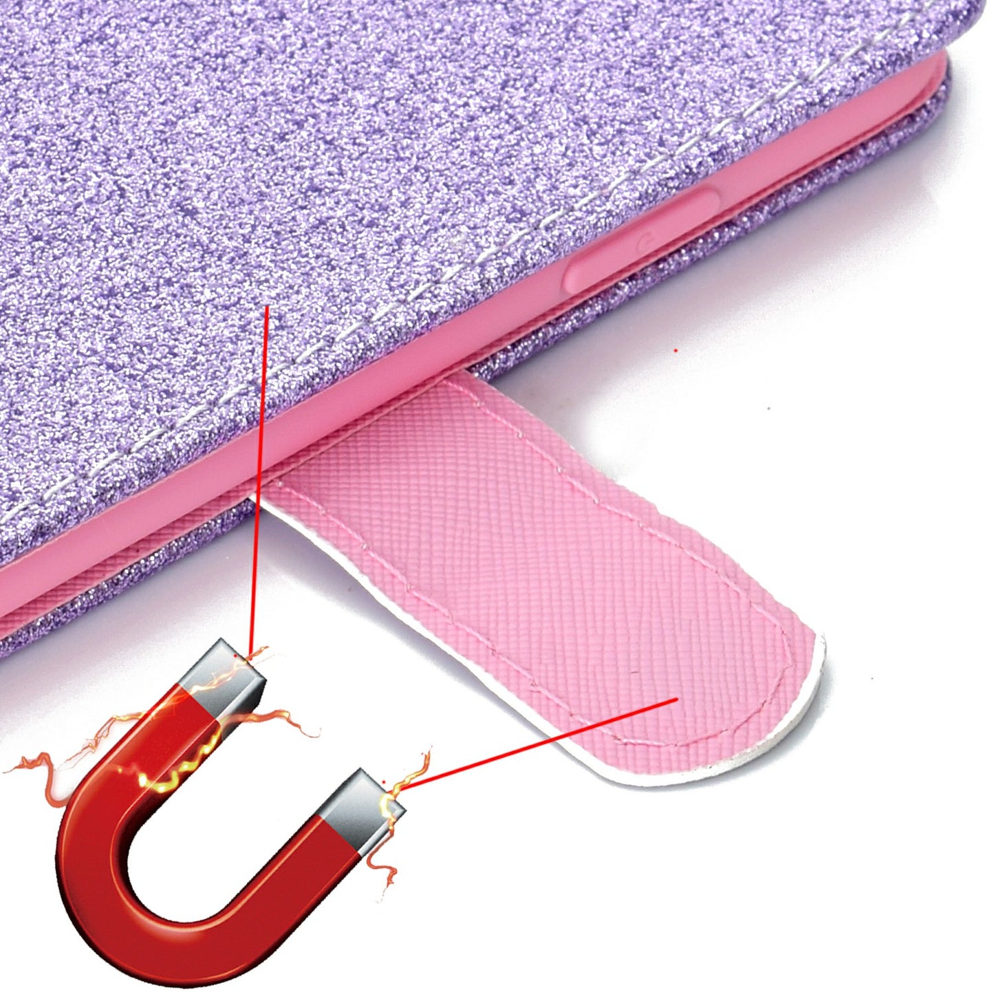 Glitter Powder Flower Decor Leather Stand Wallet Case for Samsung Galaxy S20 4G/S20 5G - Purple