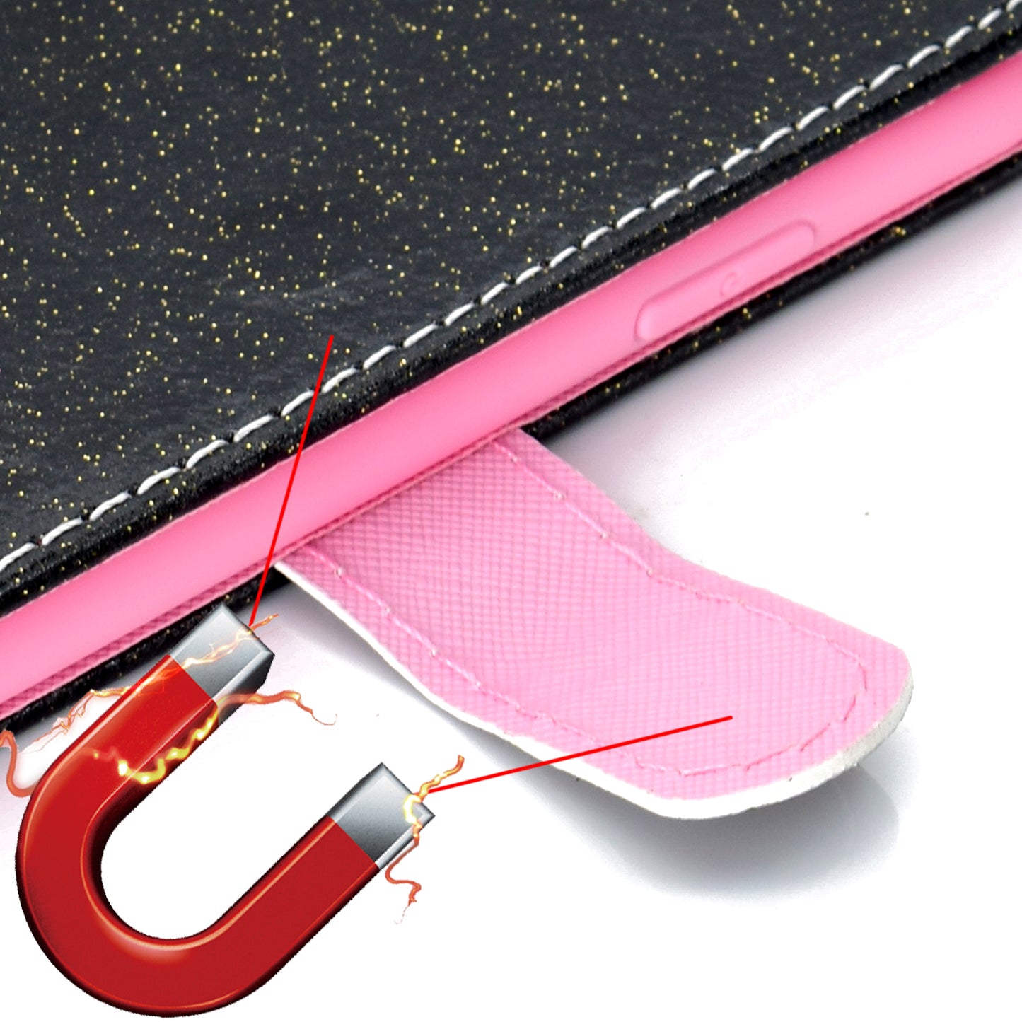 Glitter Powder Flower Decor Leather Stand Wallet Case for Samsung Galaxy S20 Plus / S20 Plus 5G - Black