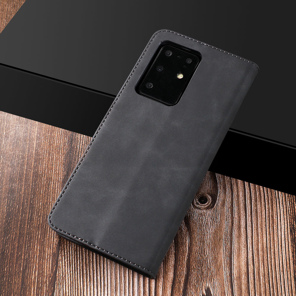 DIAOBAOLEE Leather with Wallet Stand Phone Cover for Samsung Galaxy S20 Ultra - Black