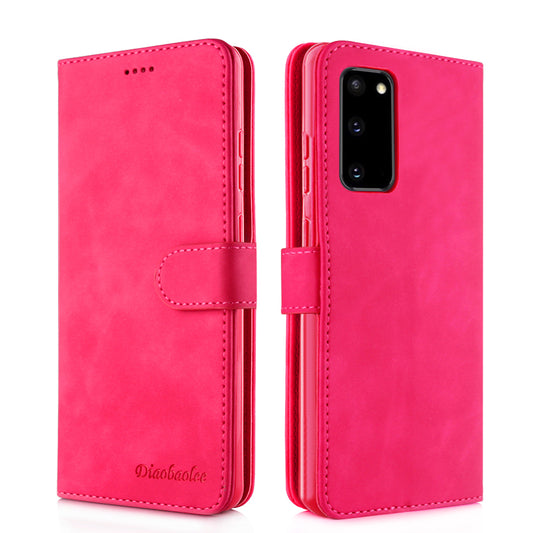 DIAOBAOLEE Wallet Leather Stylish Case for Samsung Galaxy S20 4G/S20 5G - Rose