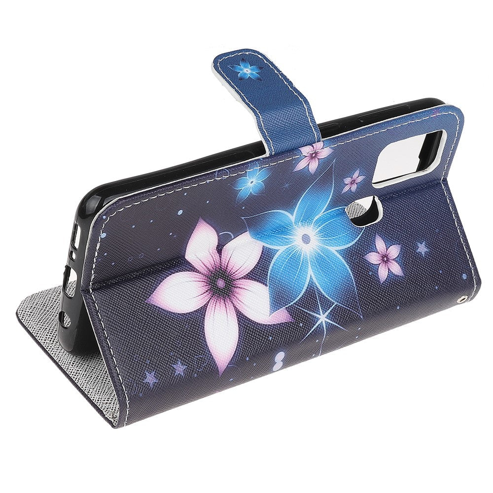 Pattern Printing Cross Texture Leather Wallet Phone Case with Strap for Samsung Galaxy M31 - Flower