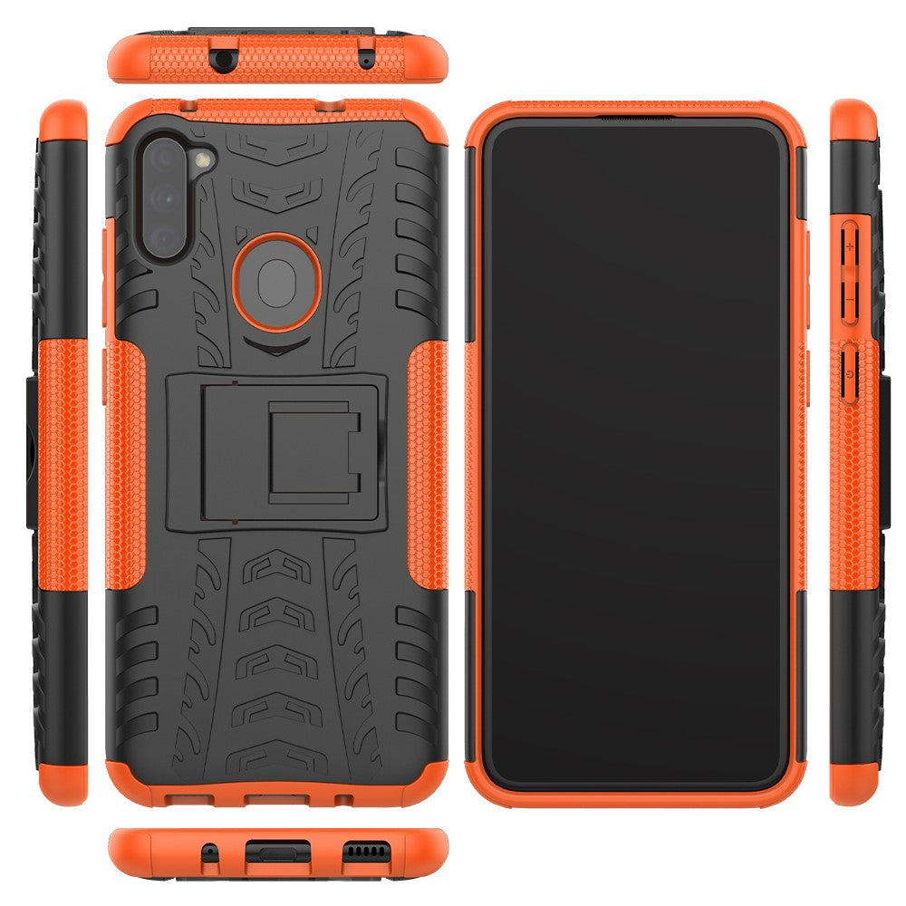Anti-slip PC + TPU Hybrid Case with Kickstand Phone Shell for Samsung Galaxy A11(EU Version)/M11 - Orange