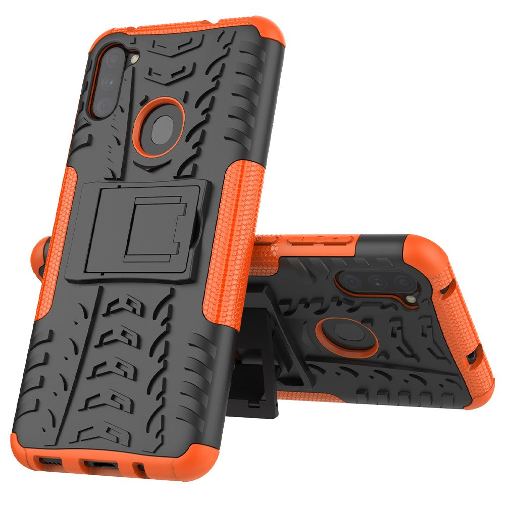 Anti-slip PC + TPU Hybrid Case with Kickstand Phone Shell for Samsung Galaxy A11(EU Version)/M11 - Orange